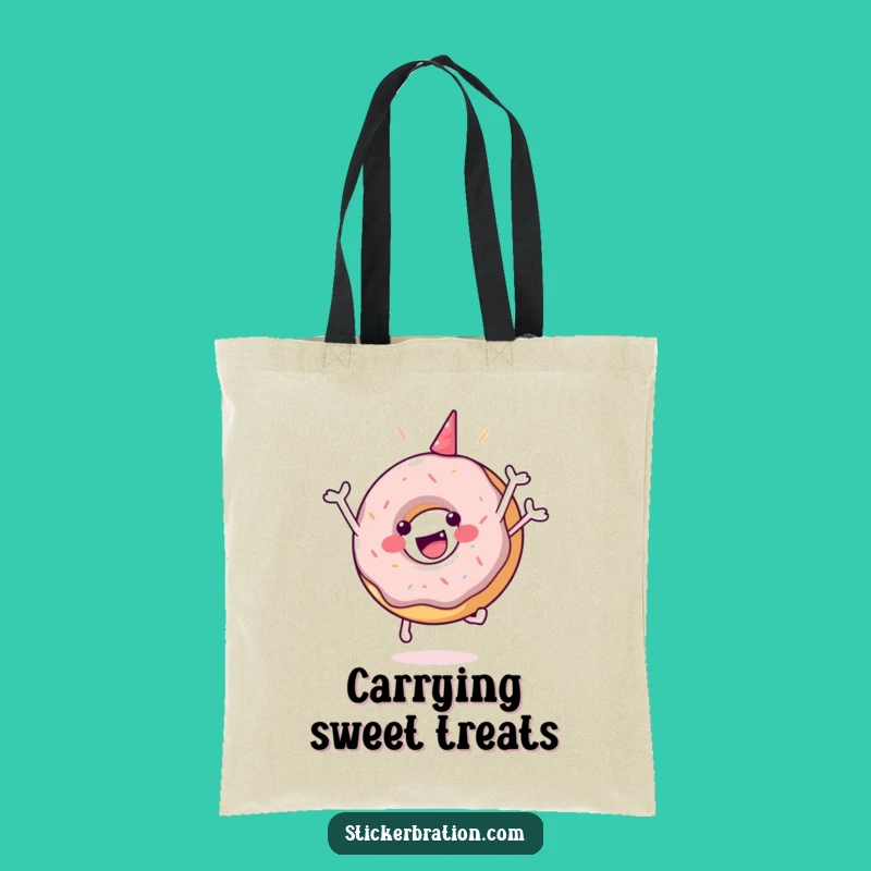 Funny Donut Jump Tote Bag: Happy Carrier, Perfect Gift for Treat Lovers