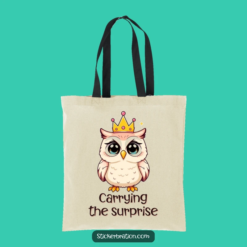 Funny Owl Tote Bag: Shocked Party Crown, Carry Your Laughs!
