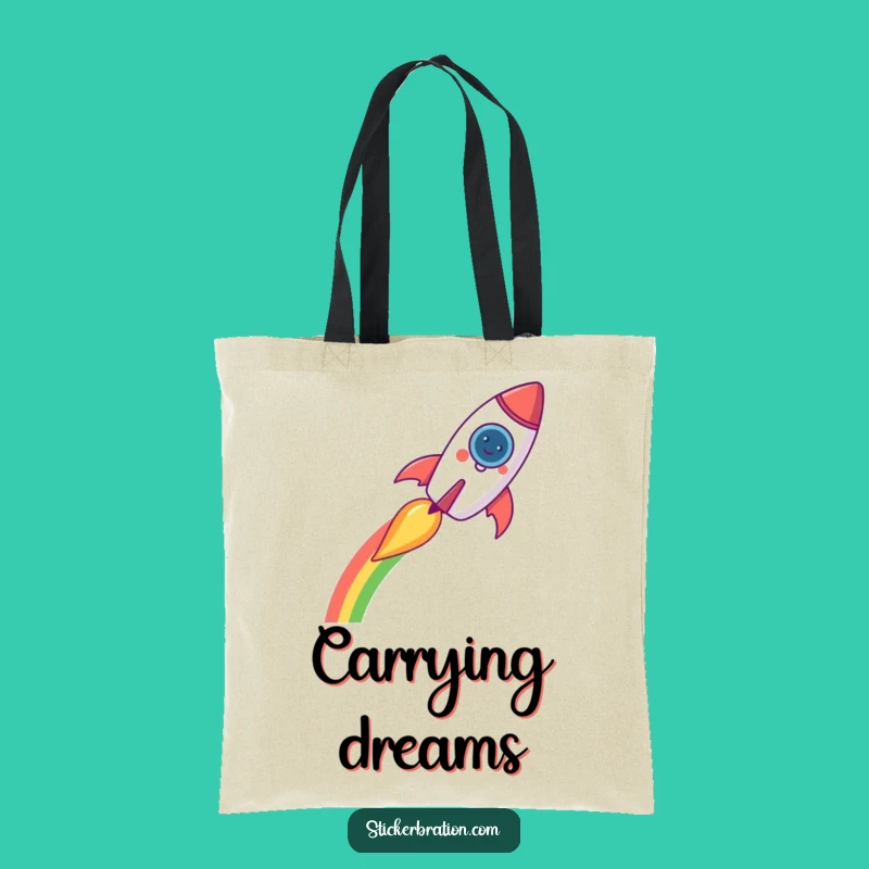 Funny Rocket Tote Bag - Carry Your Adventures and Rainbows