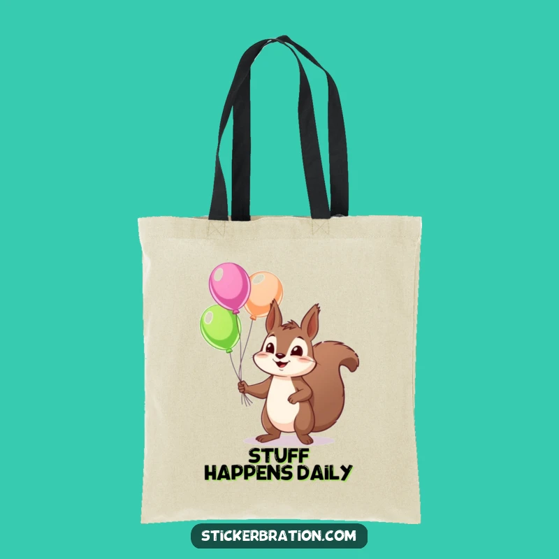 Funny Squirrel Balloon Tote Bag: Mischievous Character Accessory, Hilarious Gift!