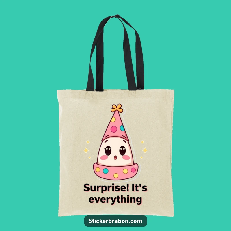 Surprised Party Hat Tote Bag: Carry Your Shocking Find with Funny Style